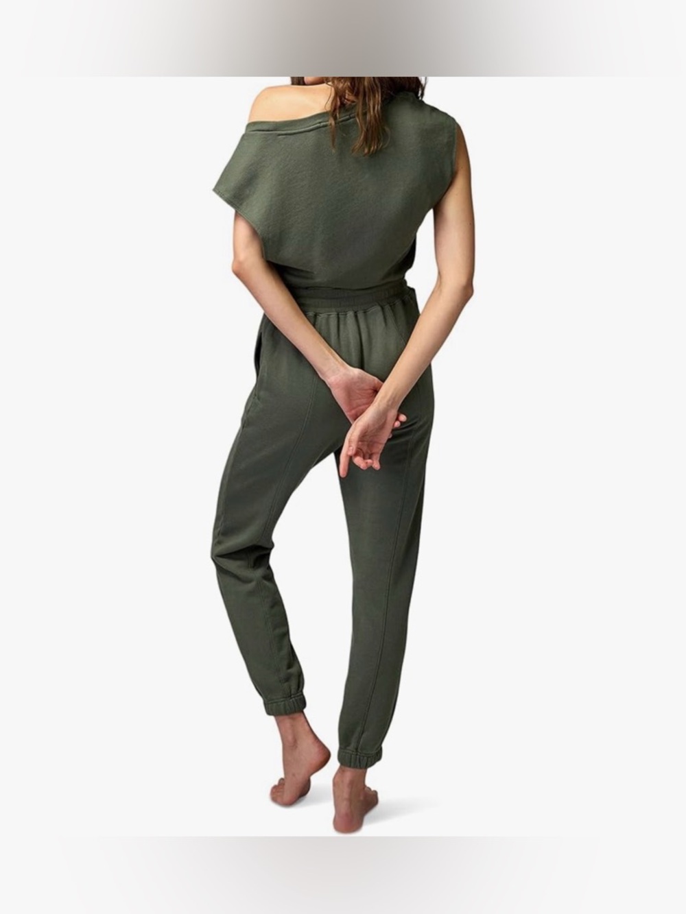 ✨ NWT Spiritual Gangster Shelly Off Shoulder Jumpsuit - Large Olive Lounge Set - Picture 2 of 14